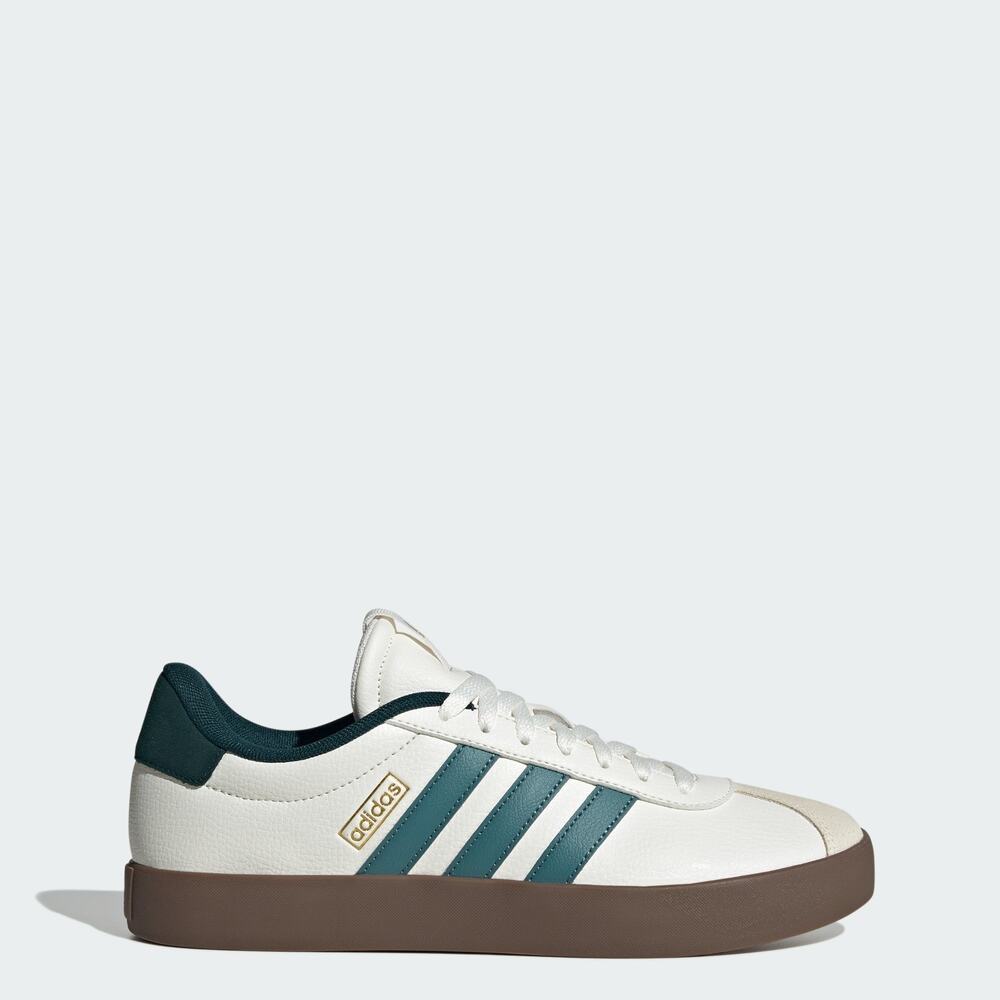 Adidas Men's 12 - VL Court 3.0 Shoes White/Teal/Aurora Ivy - Skate Sneaker Suede